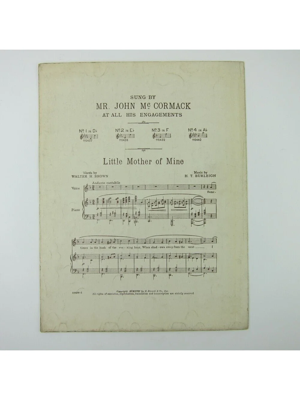 Sheet Music Dear Old Pal of Mine Gitz Rice John McCormack Robe WWI Antique 1918